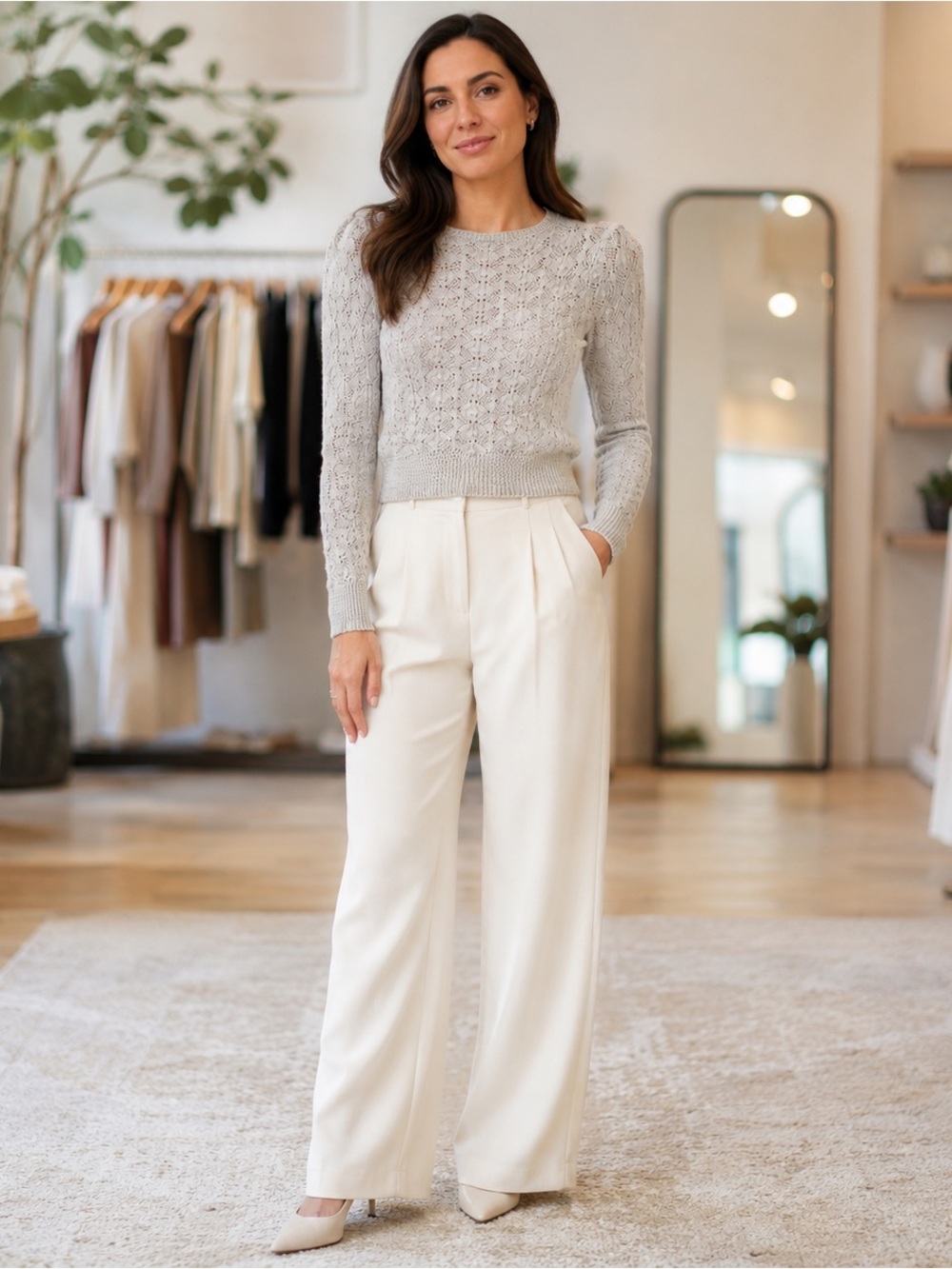 Light tan Knit Sweater — Elegant Pattern